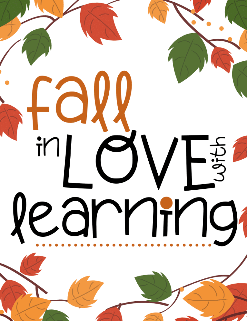 Fall For Learning Free Printables for Teachers