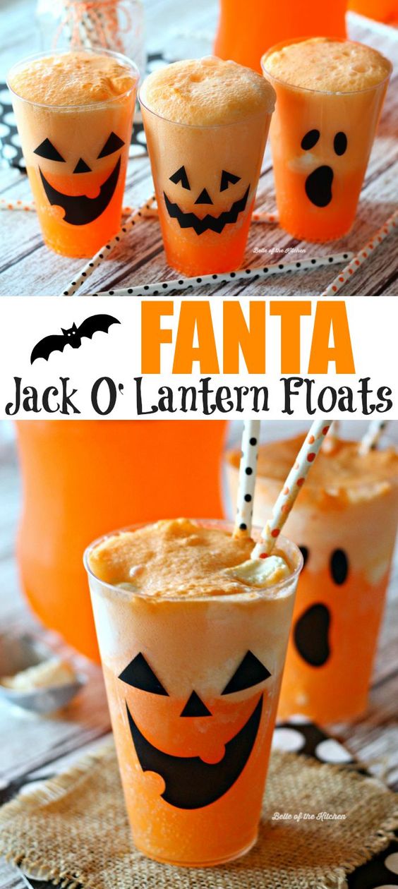 Jack-O-Lantern Ice Cream Floats