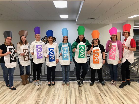 Teachers dressed in marker costumes