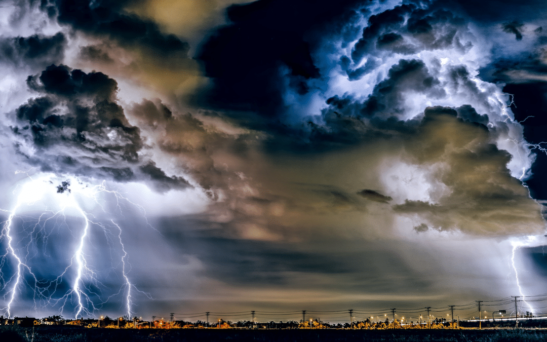 Severe storm over city