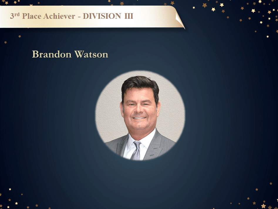 PR Awards - 3rd Place Achiever Division III - Brandon Watson
